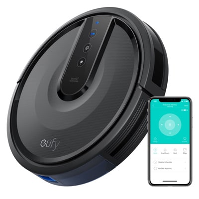 Eufy Robovac 35C Robotstofzuiger met smartphone app op een iPhone