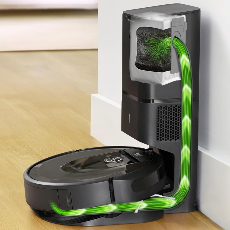 Roomba i7 oplaadstation fungeert ook als afvalbak voor het stofreservoir van de robotstofzuiger